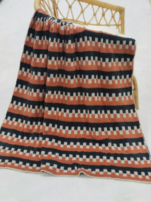stripped heavy knit polyester throw